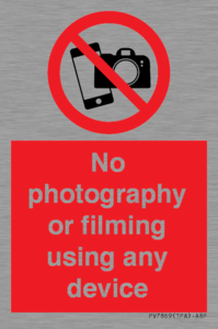 No photography or filming using any device